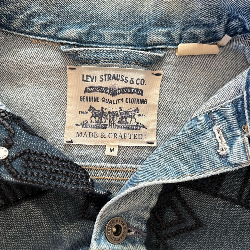 Levi’s Made & Crafted trucker jacket with French tulle lace overlay size medium - Picture 3 of 8